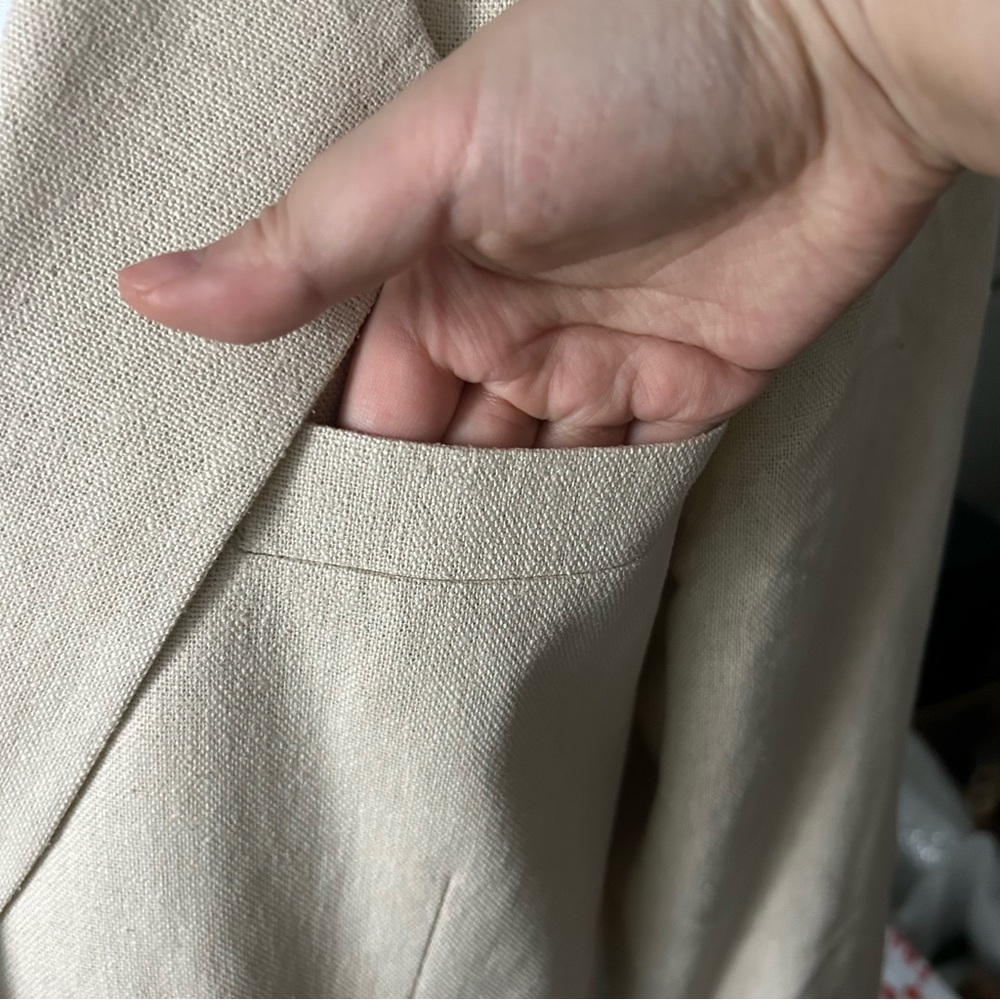 Vintage Silk/Linen Cream Blazer - Picture 2 of 8